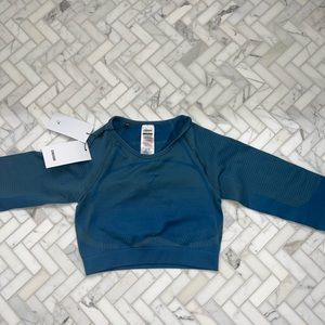 Gym shark geo ombré seamless long sleeve crop top